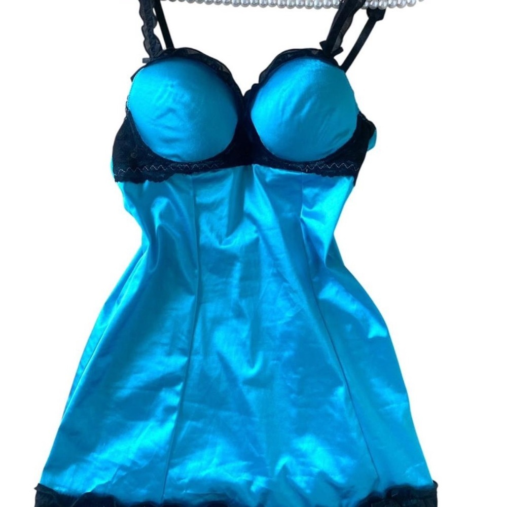 American Vintage y2k Blue and Black Chemise slip dress